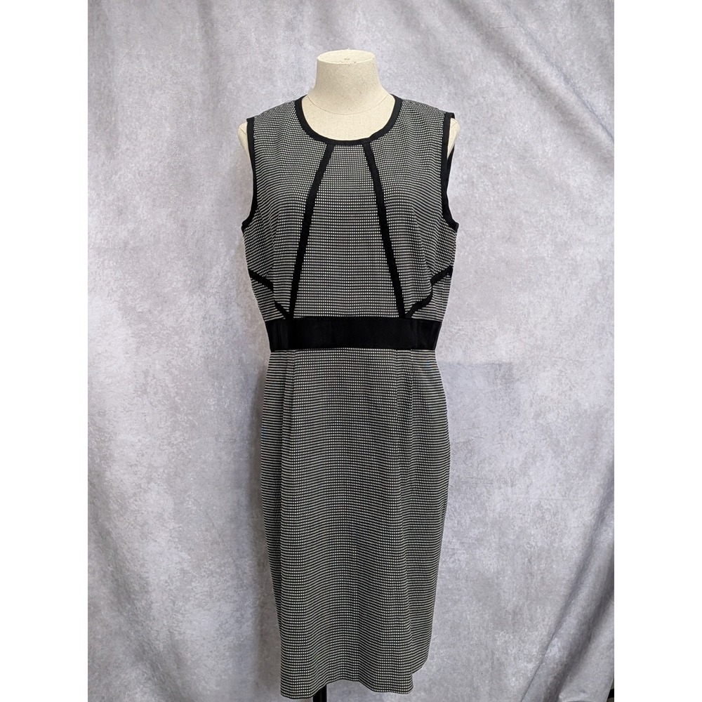 Tahari Arthur S Levine Womens Black White Micro‎ Check Sheath Dress Size 10 C62